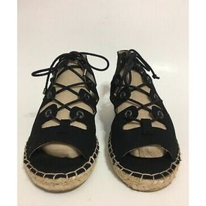 NWT Simply Vera Wang Delores Espadrille Open Toe Lace Up Flat Sandals, Size 9